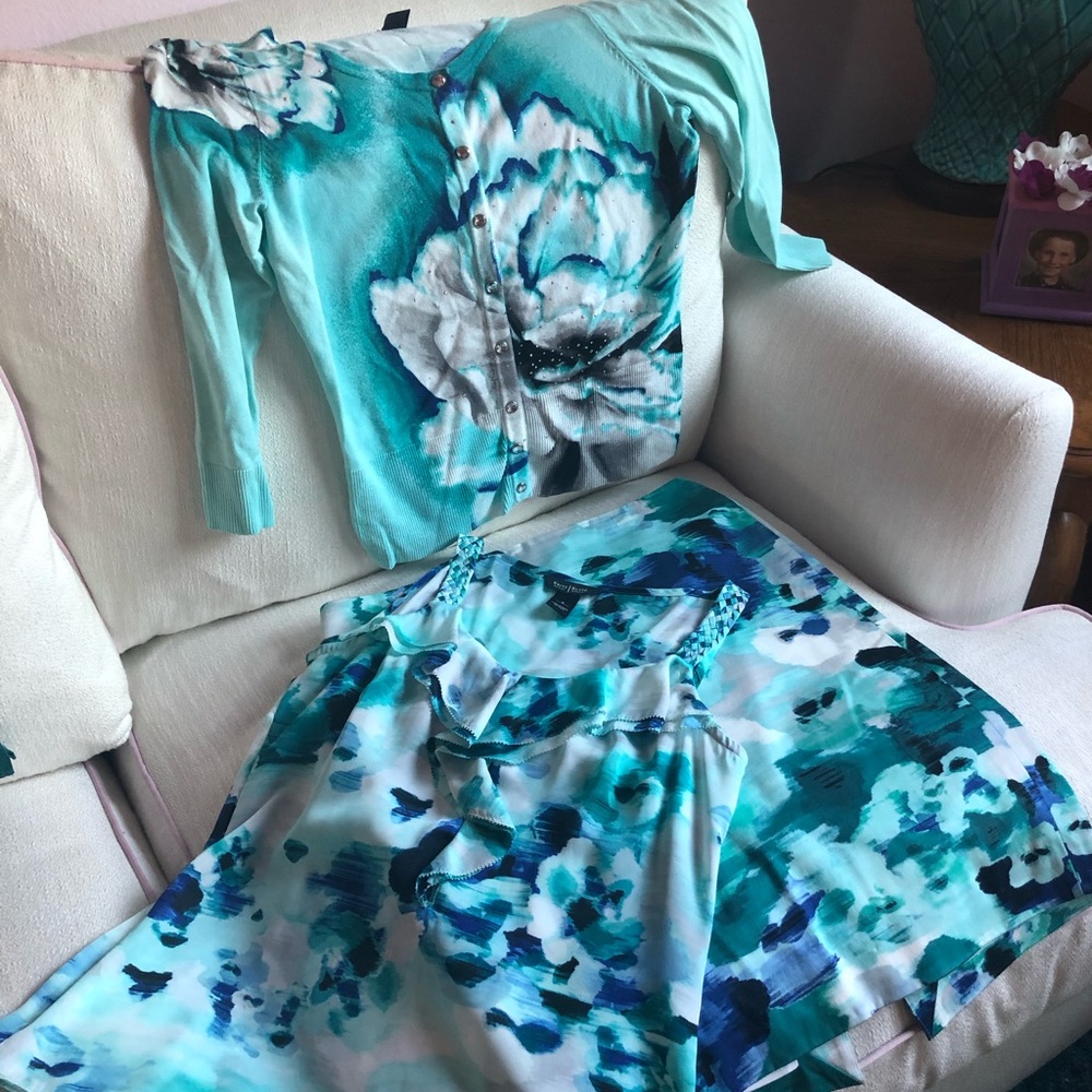 White House Black Market Blue Three Piece Set